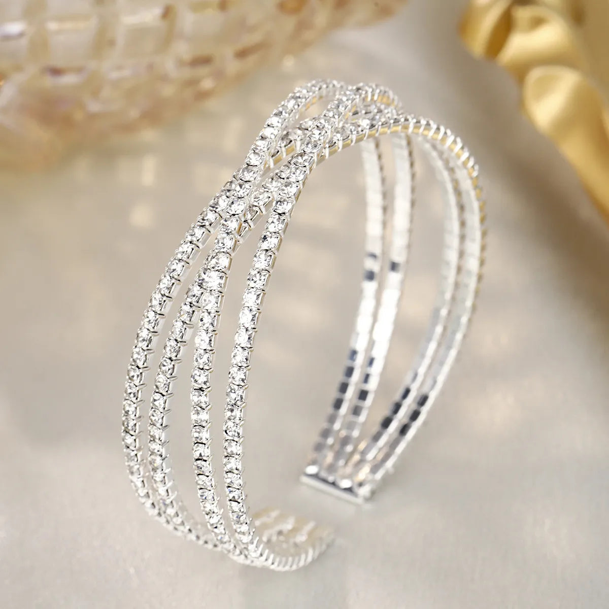 ✨ Multi-Layered Diamante Bracelet – Silver or Black ✨