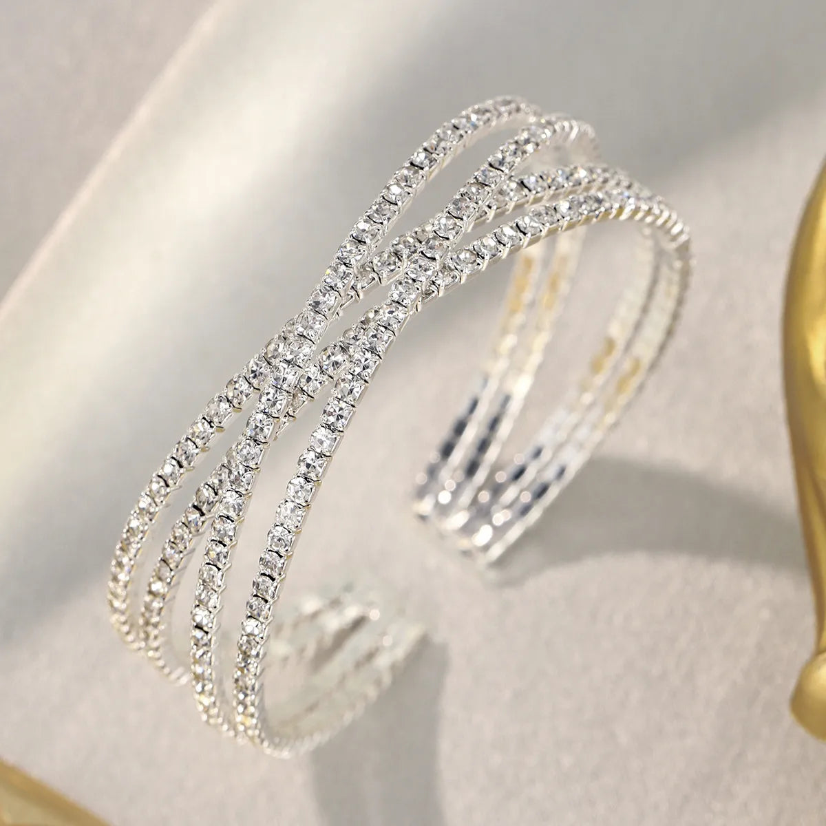 ✨ Multi-Layered Diamante Bracelet – Silver or Black ✨