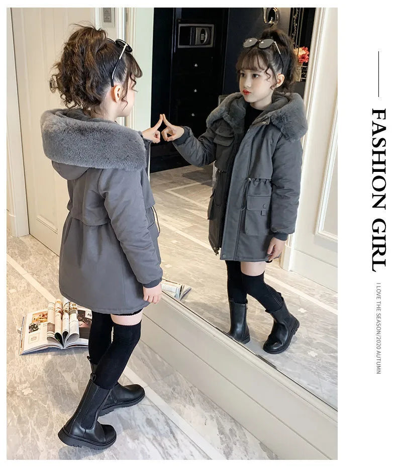 ❄️🧥 Girls’ Cotton-Padded Velvet Coat (Pink or Grey) 🧥❄️
