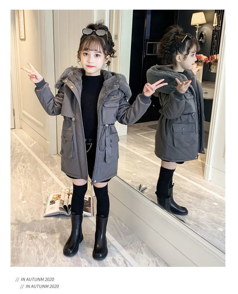 ❄️🧥 Girls’ Cotton-Padded Velvet Coat (Pink or Grey) 🧥❄️