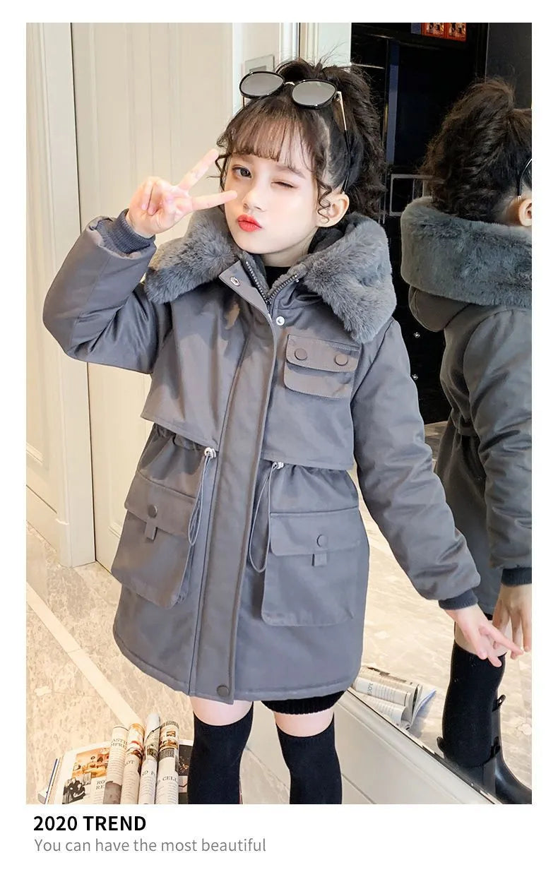 ❄️🧥 Girls’ Cotton-Padded Velvet Coat (Pink or Grey) 🧥❄️