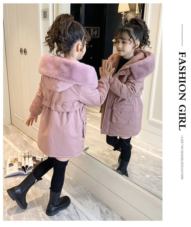 ❄️🧥 Girls’ Cotton-Padded Velvet Coat (Pink or Grey) 🧥❄️