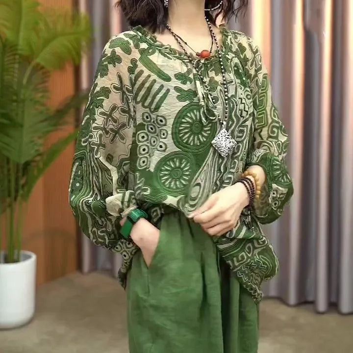 🍃 Green Long Sleeve Printed Shirt 🍃