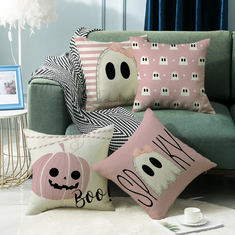 🎃 4pc Halloween Pink Cushion Covers 🕸️