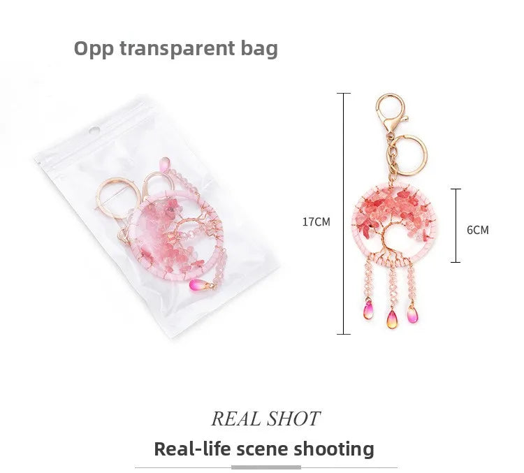 🌸 Cherry Blossom Tree of Life Dreamcatcher Keychain 🌸