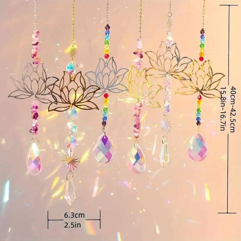 🌈 6pc Lotus Flower Suncatcher Set 🌈