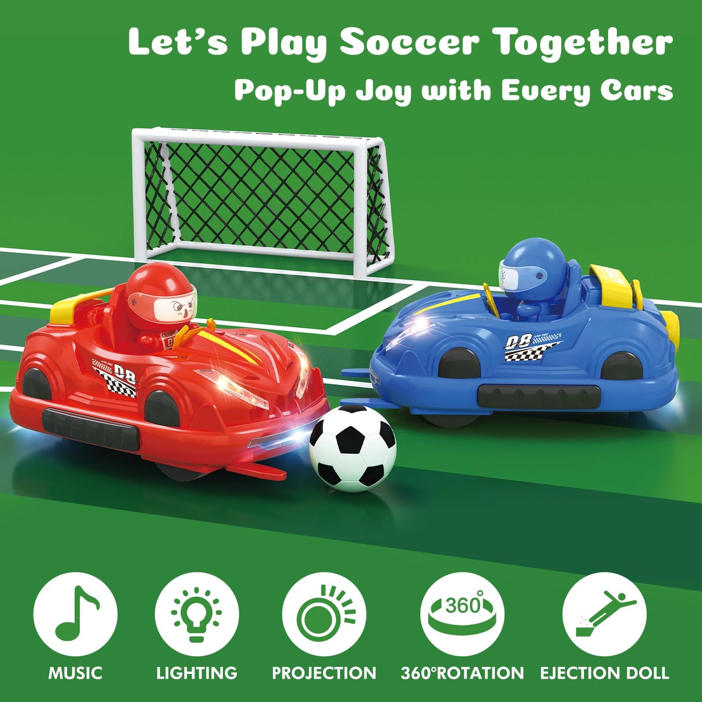 Interactive Remote Control Bumper Car Set with LED Lights & Sound Effects