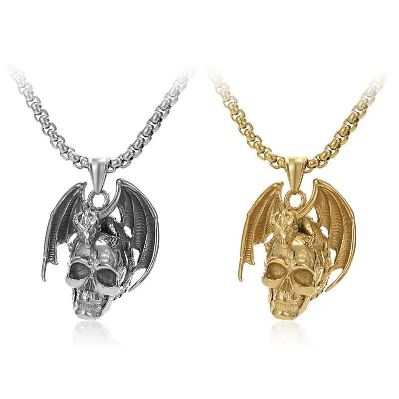 ππ Retro Skull & Dragon Necklace ππ
