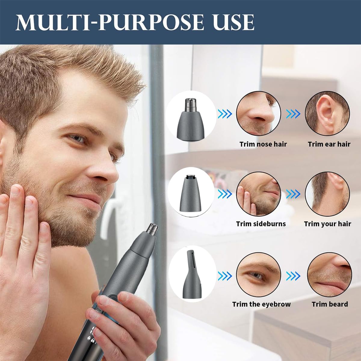 Grey Men's Electric Body Hair Trimmer Cordless Grooming Kit