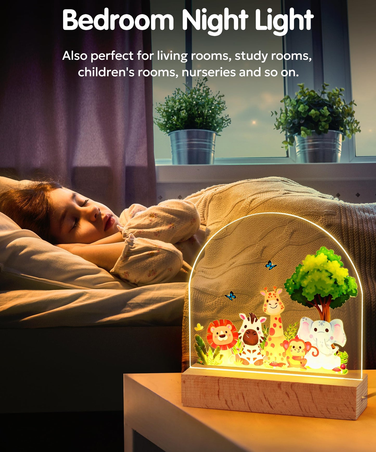 🌙 Acrylic Kids Night Light – Jungle Animal Design 🌙