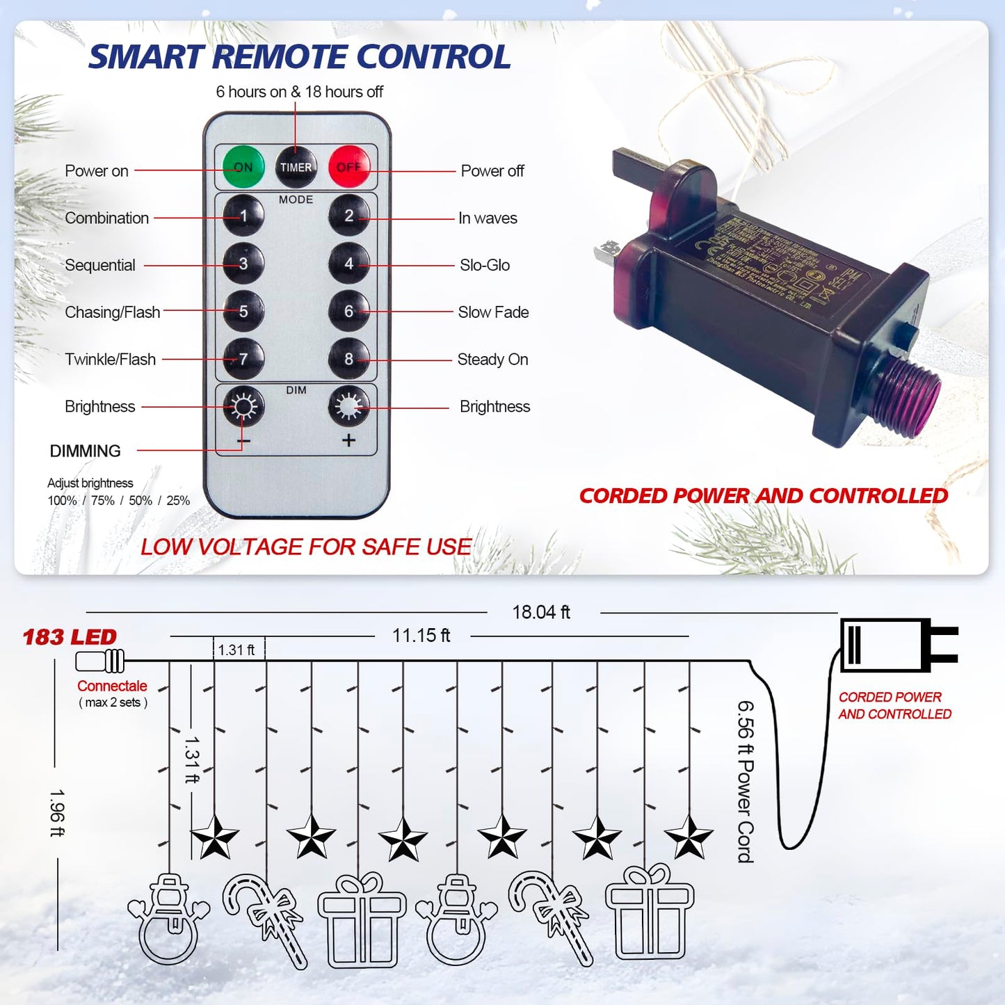 ✨🎄 Christmas Window Lights – 180 LED Multicolour Set 🎄✨