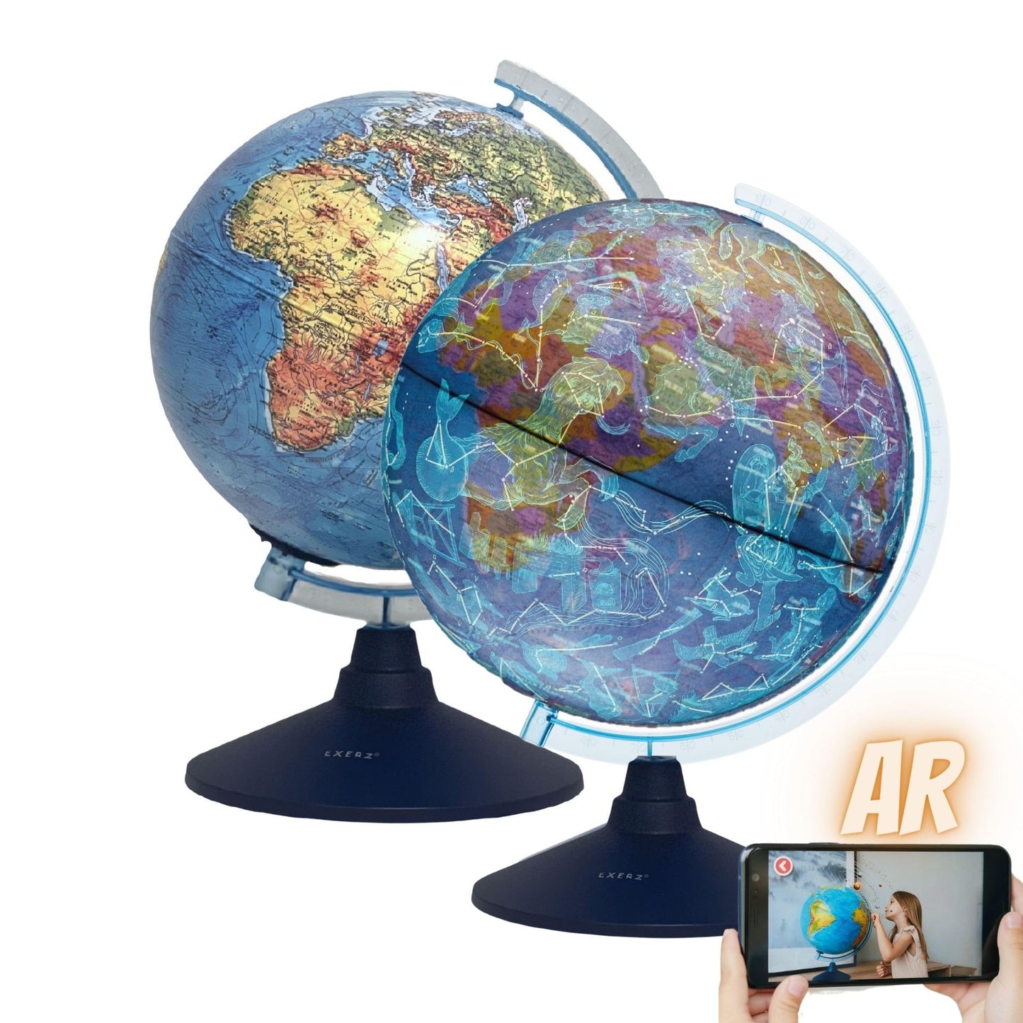 25cm Illuminated Globe with LED Light Physical Map Day & Constellation Night
