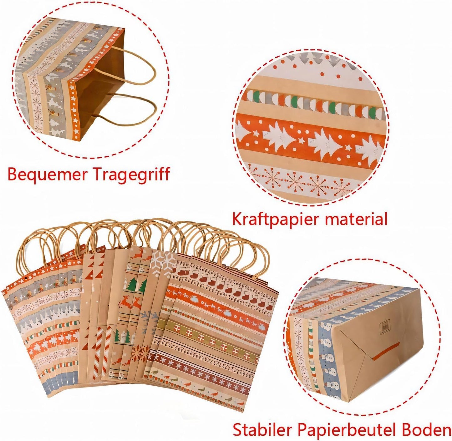 🎁 24pc Christmas Kraft Gift Bags 🎁
