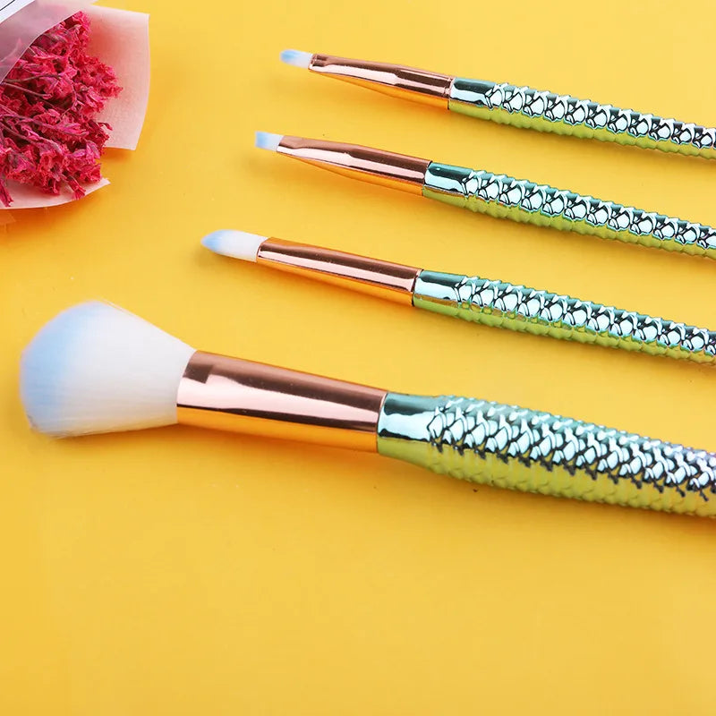 π§ 4pc Mermaid Tail Makeup Brush Set π§