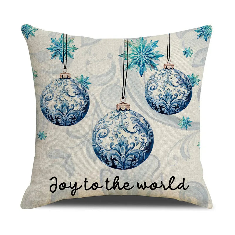 ❄️ 4pc Blue Christmas Cushion Cover Set ❄️