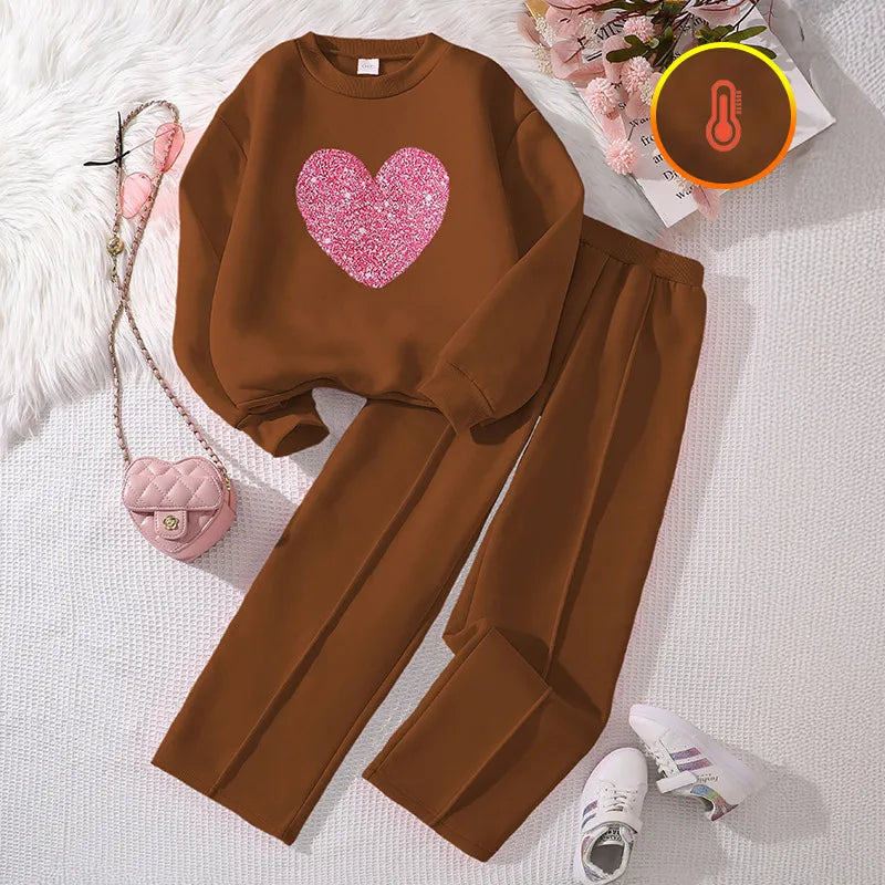 💖 Casual Elegant Heart Shape Girls Clothing Set 💖