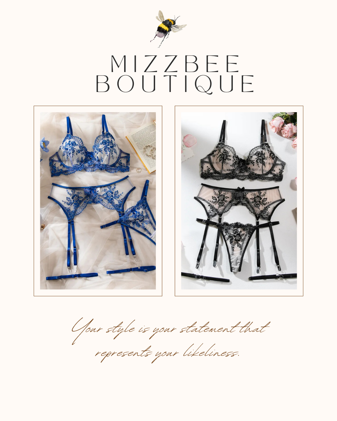 Black/Blue Lingerie Sets