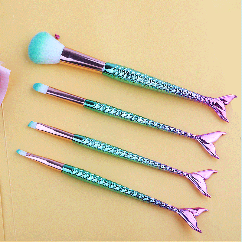 π§ 4pc Mermaid Tail Makeup Brush Set π§