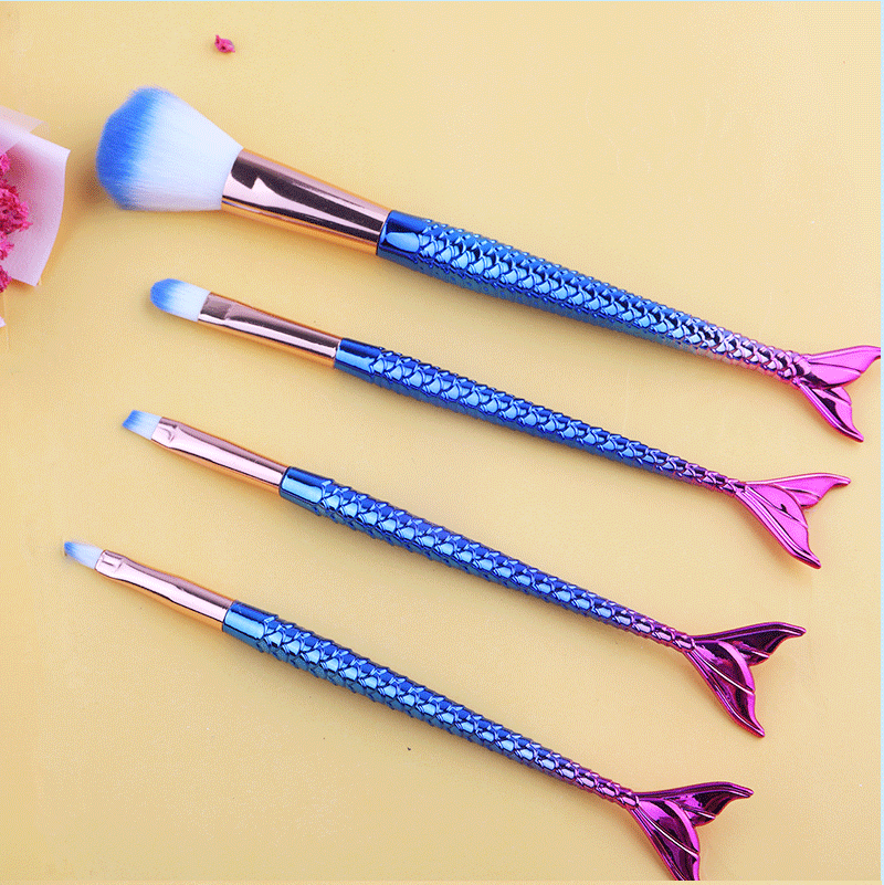 π§ 4pc Mermaid Tail Makeup Brush Set π§