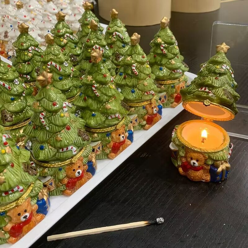 🎄 Green Ceramic Christmas Tree Trinket Dishes/Tealight Holders 🎄