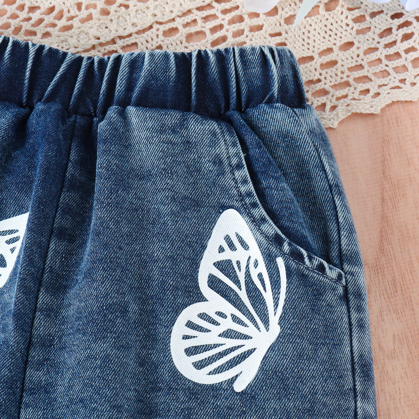 π¦β¨ 2PC Butterfly or Flowers Jeans Set (Black or White) β¨π¦