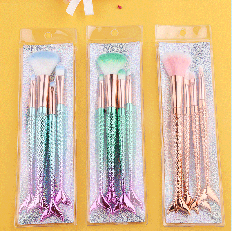 π§ 4pc Mermaid Tail Makeup Brush Set π§