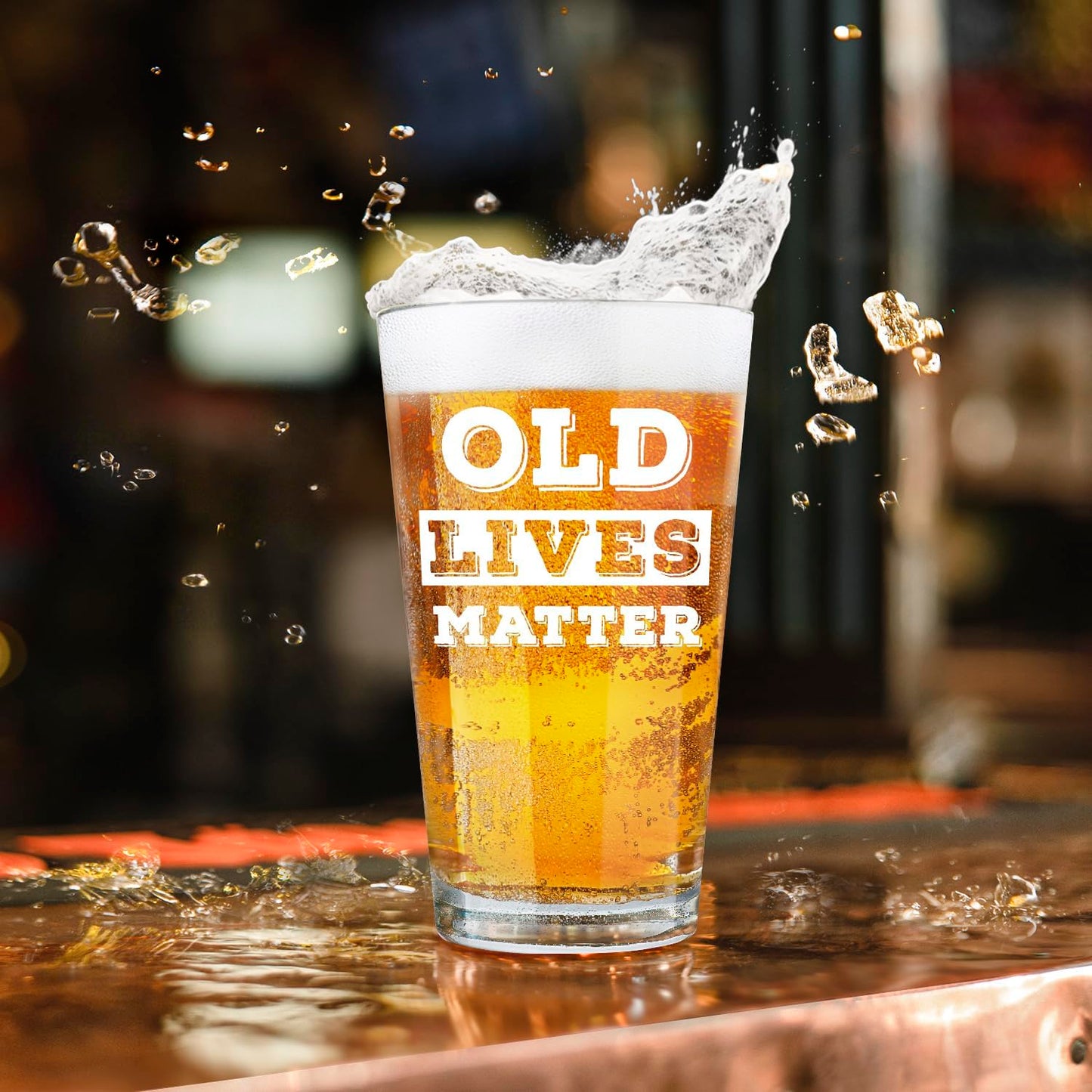 🍺 Old Lives Matter Beer Glass in Barrel Box 🍺