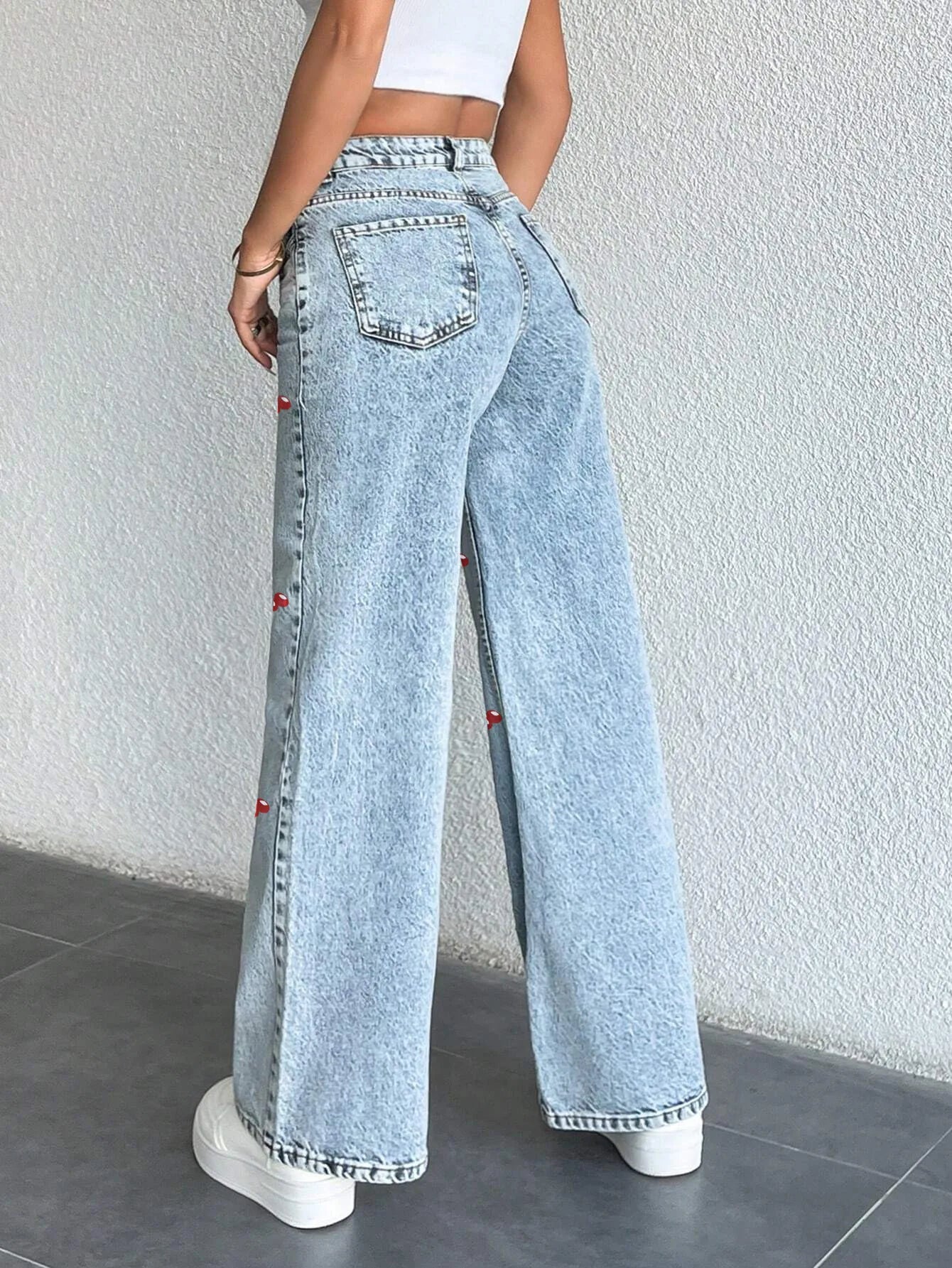 ๐ Original Design Cherry Print Denim Jeans ๐