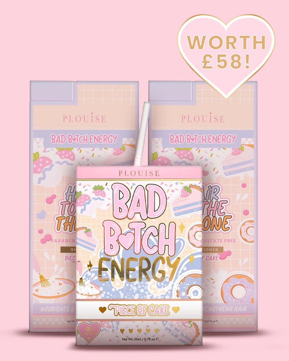 Soft Girl Bad Bi*ch Energy & Hair Care Bundle - Piece Of Cake - Worth £58