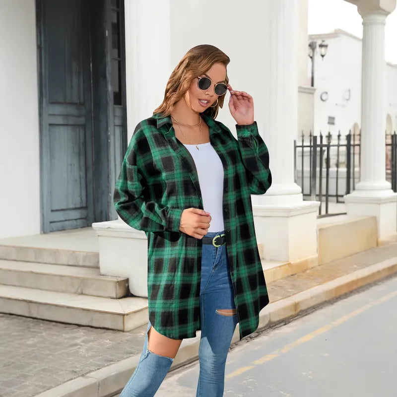 π Retro Mid-Length Plaid Shirt π