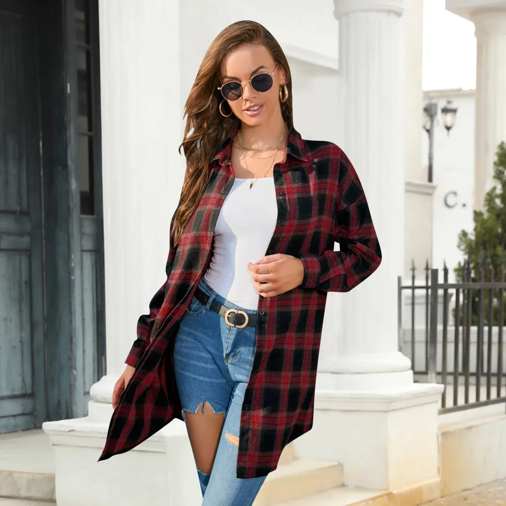 π Retro Mid-Length Plaid Shirt π