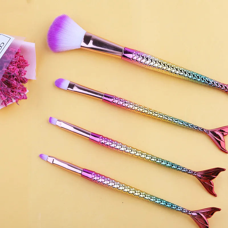 π§ 4pc Mermaid Tail Makeup Brush Set π§