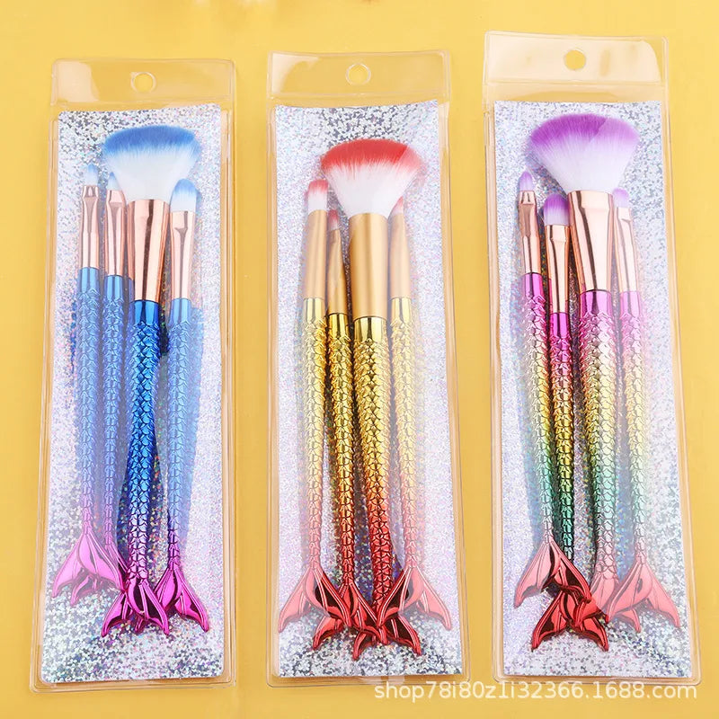 π§ 4pc Mermaid Tail Makeup Brush Set π§