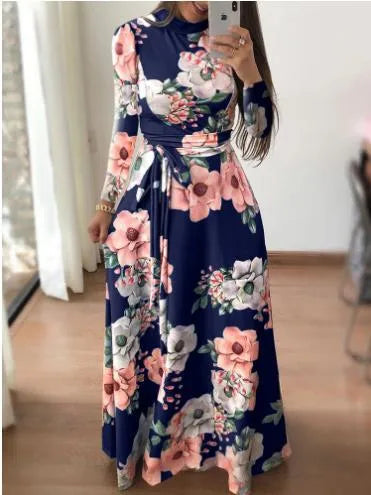 🌼 Floral Print A-Line Midi Dress - Short or Long Sleeve Options! 🌼