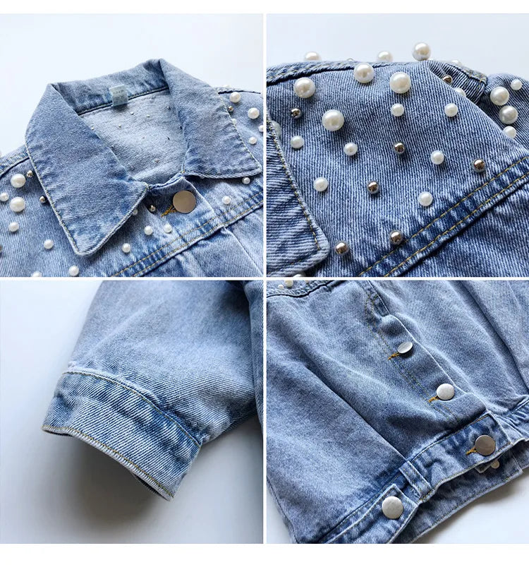 ✨ Girl's Pearl Denim Jacket ✨