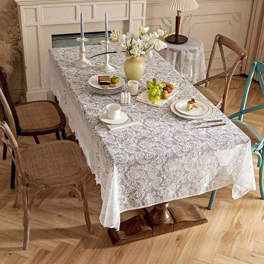 🤍 White Lace Tablecloth 🤍