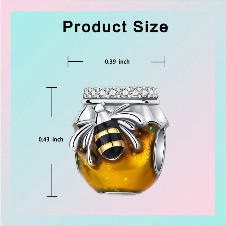 🍯 Silver Plated Bee Honey Jar Bead Charm 🍯