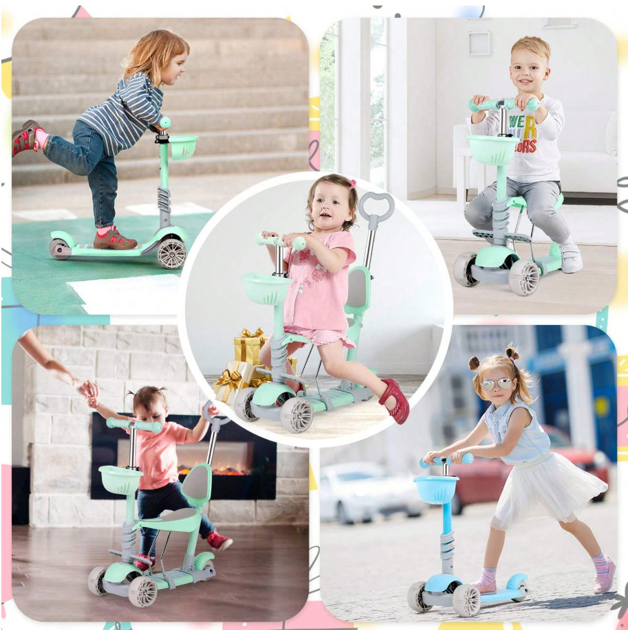 π΄ 3-Wheel Kids Kick Scooters 5-in-1 Design π΄