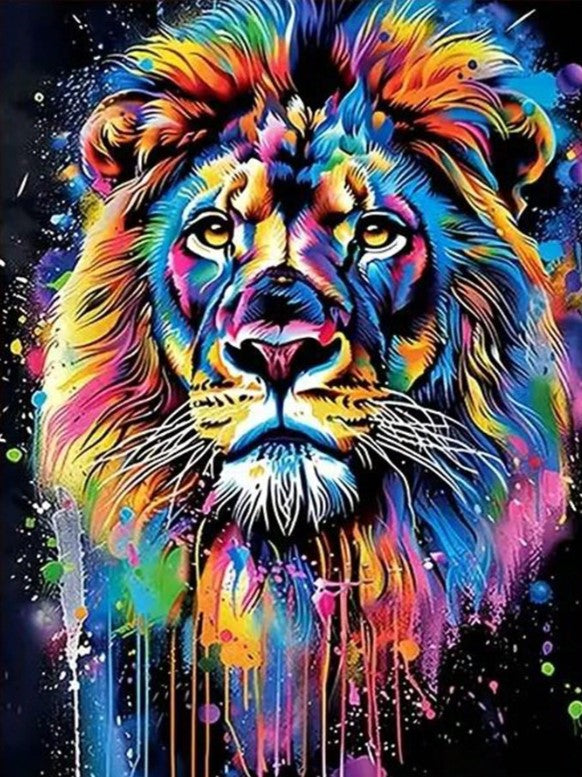 🦁 Multicoloured Lion Diamond Painting Kit 🦁