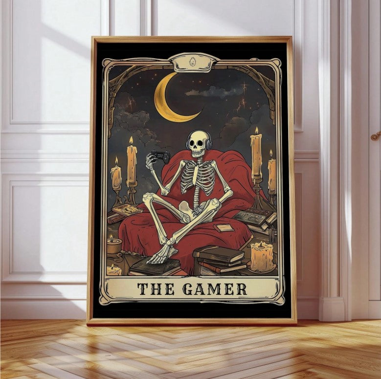 🎮 Tarot-Inspired Unframed Canvas Poster - “The Gamer” 🎮