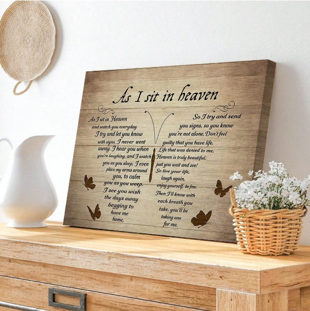 🦋 Butterfly Heaven Wall Art Canvas Memorial Gift 🦋