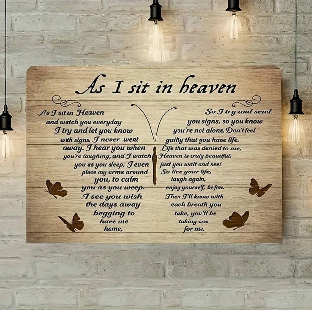 🦋 Butterfly Heaven Wall Art Canvas Memorial Gift 🦋