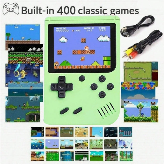 🎮 400 Games Handheld Retro Classic Portable Game Device (Also Connects To TV) - Light Green 🎮