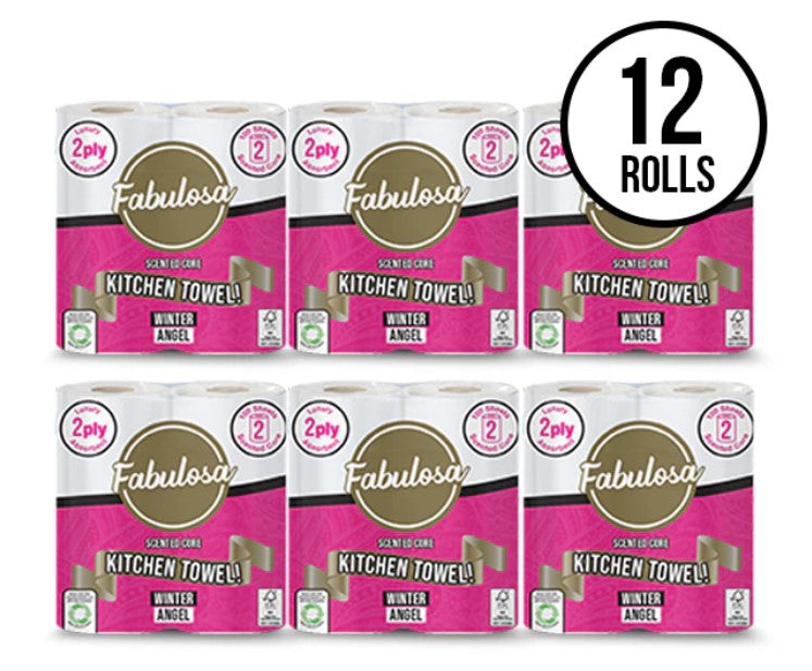 Scented Core Kitchen Roll Towel Winter Angel Fragranced 12 Pack Roll Bundle
