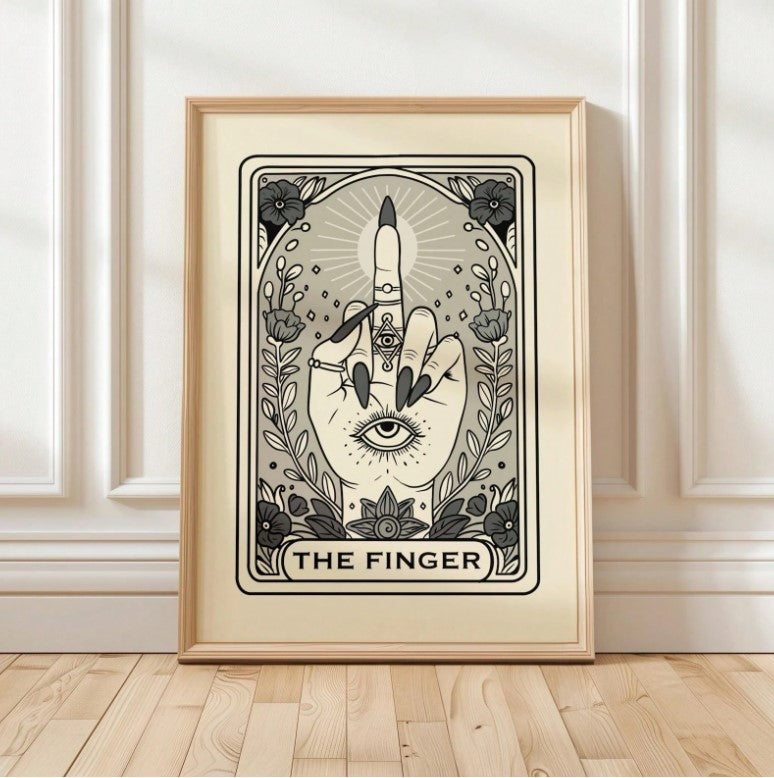 🖕 Tarot-Inspired Unframed Canvas Poster - “The Finger” 🖕