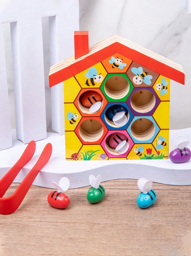 đ Montessori Wooden Bee Hive Game