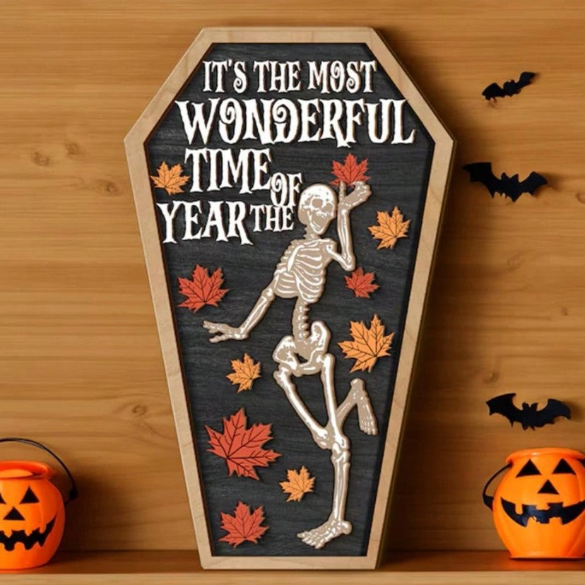๐๐ โItโs the Most Wonderful Time of the Yearโ โ Spooky Skeleton Sign ๐๐