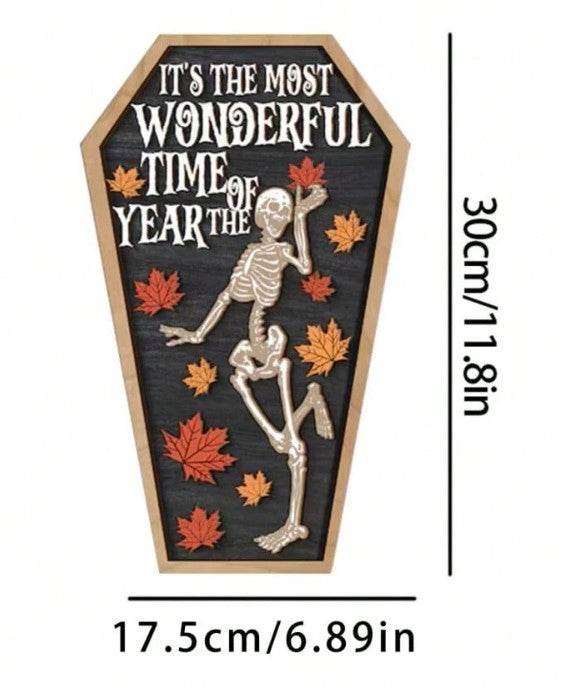 ๐๐ โItโs the Most Wonderful Time of the Yearโ โ Spooky Skeleton Sign ๐๐