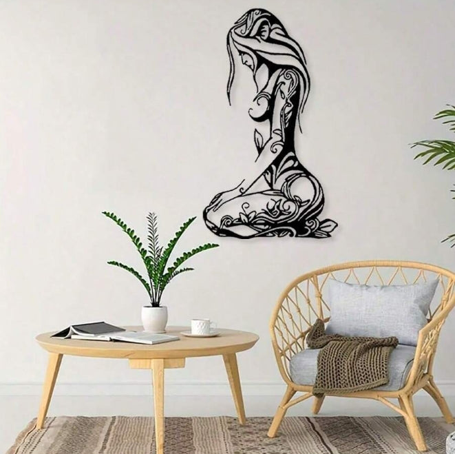 🖤 Kneeling Goddess Black Metal Wall Décor 🖤