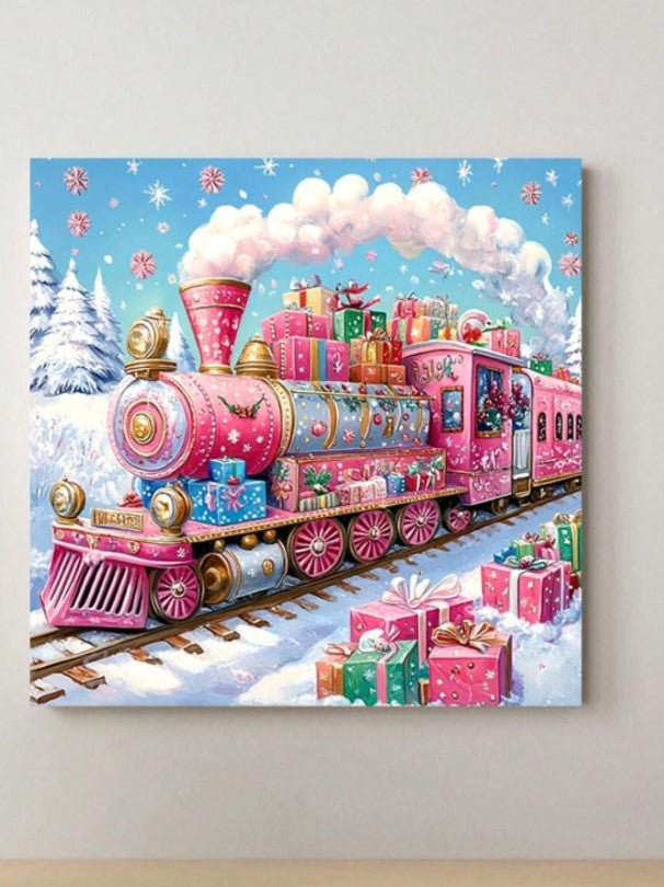π Pink Christmas Train Diamond Painting π